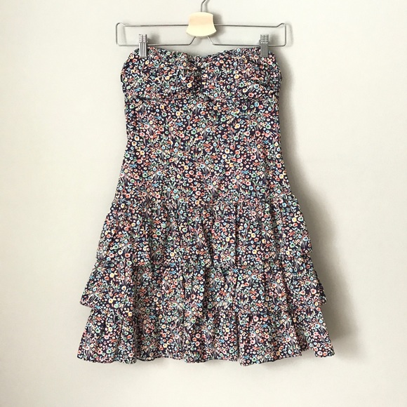 {Express} Floral Tiered Strapless Dress - Picture 2 of 7